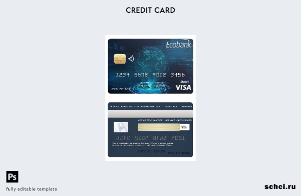 цифровая загрузка шаблона карты Visa банка Chad Ecobank